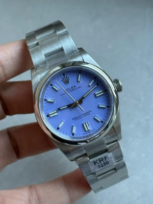 Oyster Perpetual 126000 36mm KRF 1:1 Best Edition with a Lavender Violett dial, 904L stainless steel case, smooth bezel, Oyster bracelet, and A2824 automatic movement