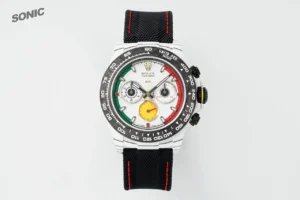 Daytona DIW Porsche 911 S/T SONIC 1:1 Best Edition featuring a White Dial, white carbon case, fixed carbon tachymeter bezel, black nylon strap, and SA4130 automatic chronograph movement.