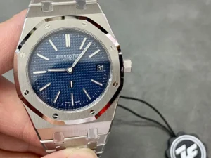 Audemars Piguet Royal Oak 16202 Super Clone with a blue textured dial.