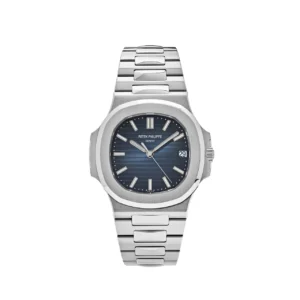 Patek Philippe Nautilus 5711/1A 3KF Super Clone with a Blue Textured Dial, stainless steel bracelet, and A324 movement.