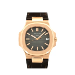 Patek Philippe Nautilus 5711/1R 3KF Super Clone V2 with a Brown Textured Dial, Brown Leather Strap, and A324 movement.