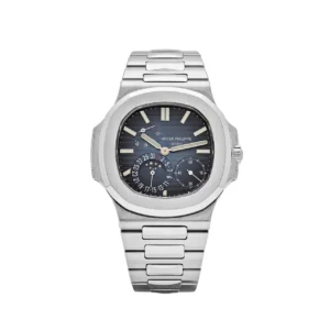 Patek Philippe Nautilus 5712 PPF Super Clone with a Blue Dial, stainless steel bracelet, and A240 movement.