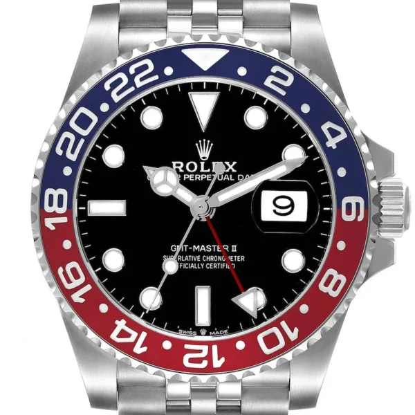 Rolex GMT-Master II 126710 Coke SCF Super Clone with a 40mm 904L stainless steel case, Black Dial, black and red Cerachrom bezel, Jubilee bracelet, and SH3285 CHS automatic movement.