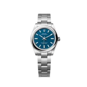 rolex-oyster-perpetual-277200-ladies-stainless-steel-blue-dial-2025-rolex-1154733669 Oyster Perpetual 31mm 277200 DIWF Best Edition featuring a 31mm stainless steel case, smooth bezel, classic Oyster Perpetual dial, Oyster bracelet, and automatic movement.