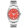 Oyster Perpetual 36mm 126000 Clean 1:1 Best Edition featuring a Red Dial, 904L stainless steel case, Oyster bracelet, sapphire crystal, and VR3230 automatic movement.