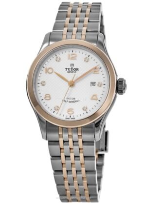 Tudor 1926 28mm M91351-0011 replica watch with white dial and rose-gold-look bezel