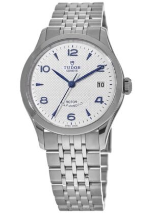 Tudor 1926 M91450-0005 replica watch with opaline-style dial and blue markers