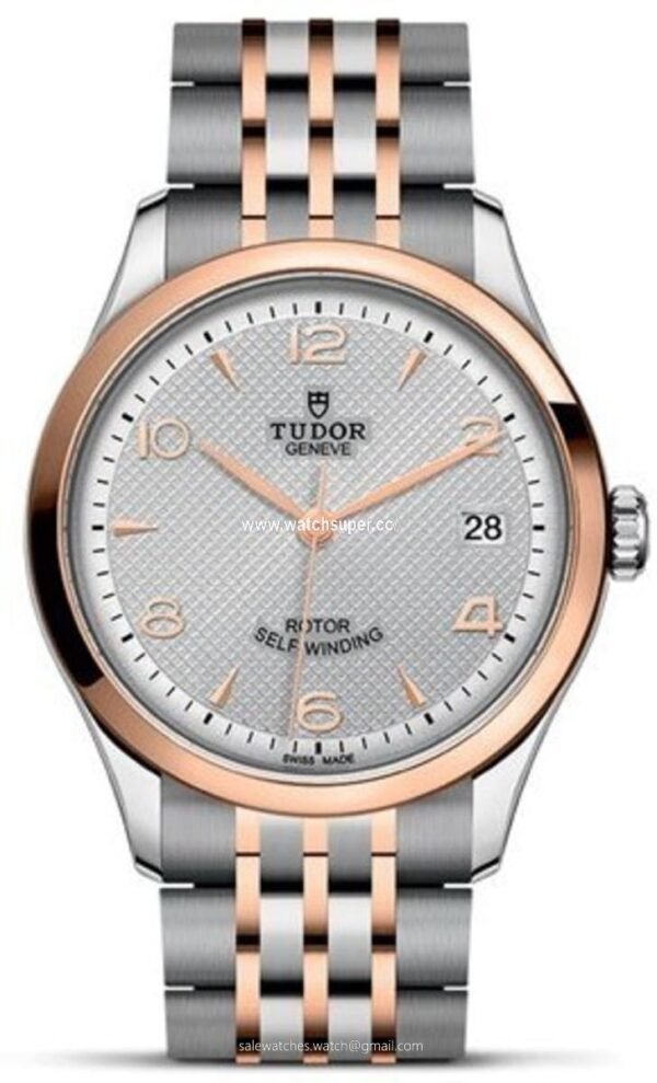 Tudor 1926 36mm M91451-0001 replica watch with silver-style dial and rose-gold-tone two-tone bracelet