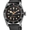 Tudor Black Bay 41 M79230N-0008 replica watch with black dial, black bezel and leather-style strap