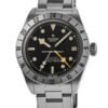 Tudor Black Bay Pro M79470-0001 replica watch with black dial, yellow GMT-style hand and steel-look bracelet