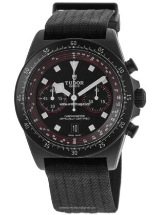 Tudor Pelagos FXD Chrono M25827KN-0001 replica watch with matte-black design and red chronograph accents