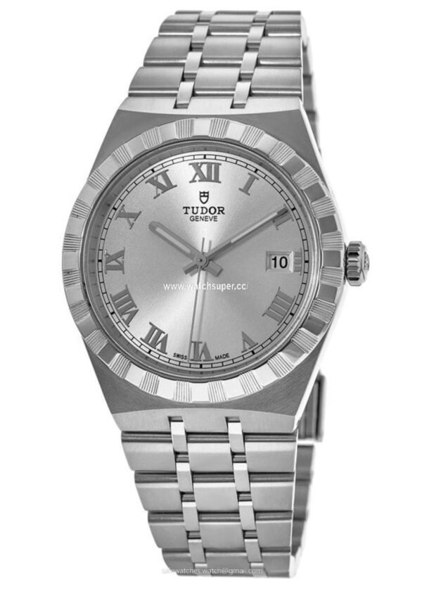 Tudor Royal M28500-0001 replica watch with silver-style dial, Roman numerals and steel-look bracelet