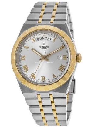 Tudor Royal M28603-0001 replica watch with silver-style dial and two-tone bracelet