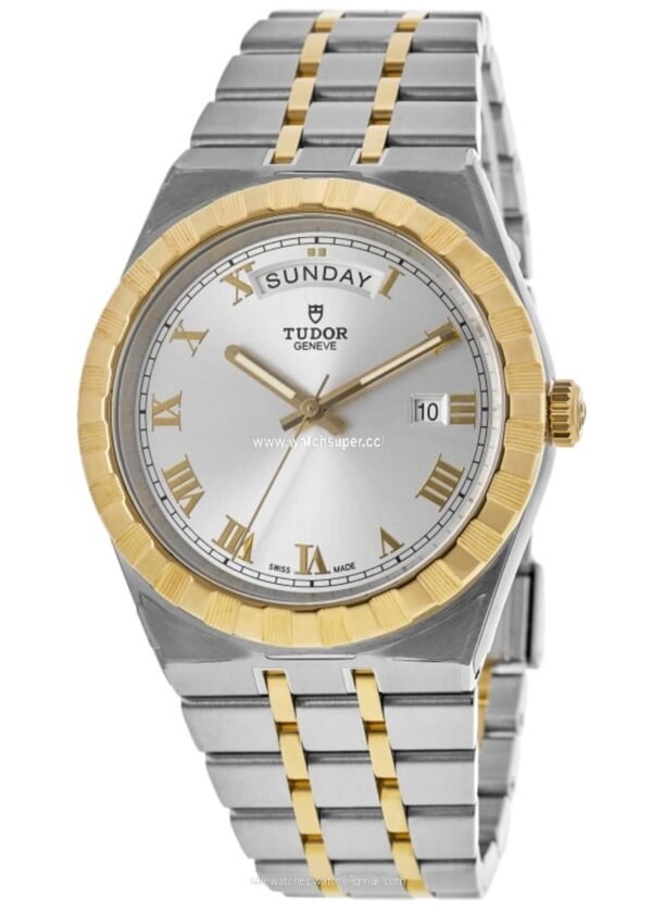 Tudor Royal M28603-0001 replica watch with silver-style dial and two-tone bracelet